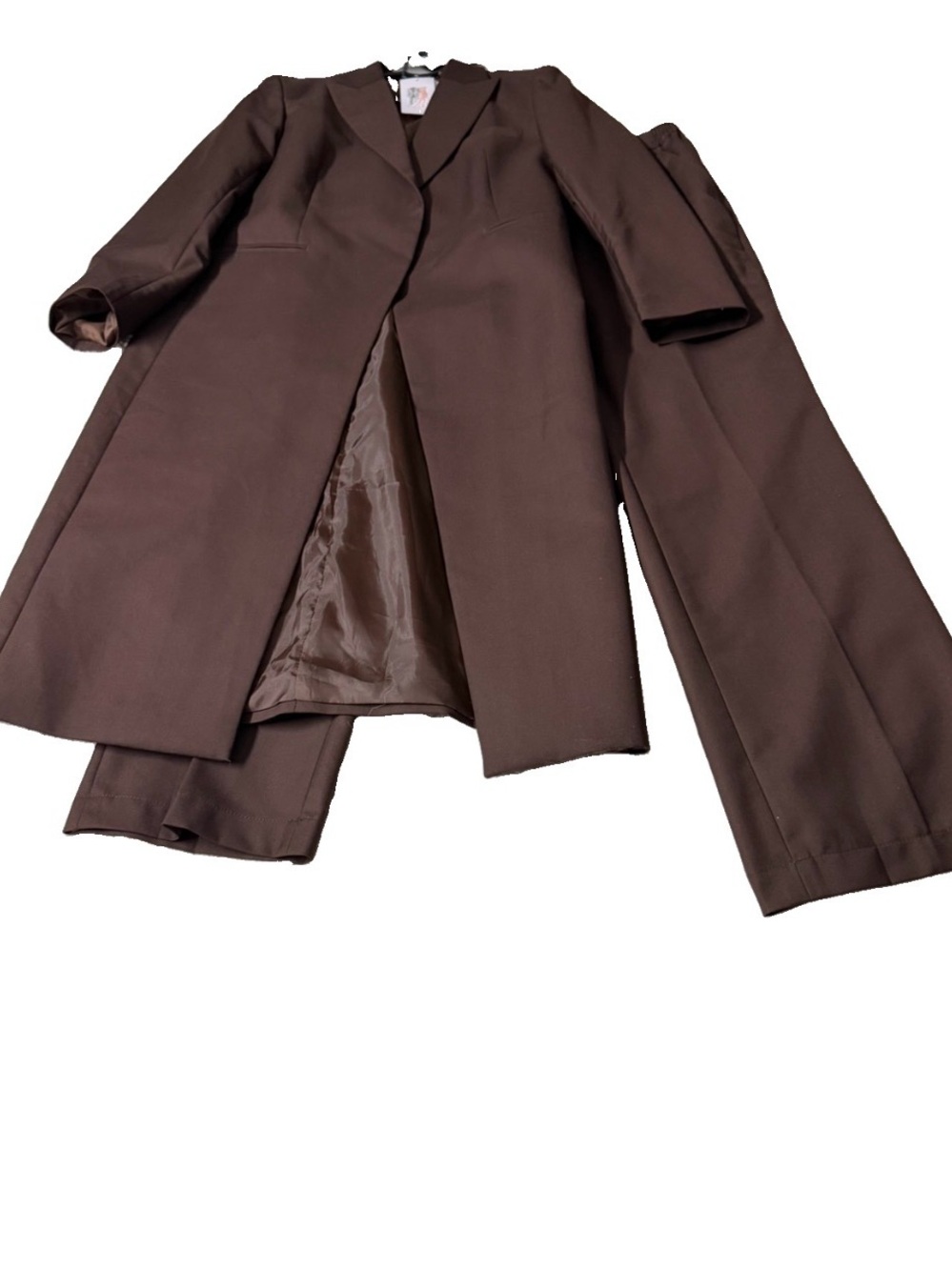 Fashion Boutique pant suit Classic Women's Brown Long Coat & Pants XL